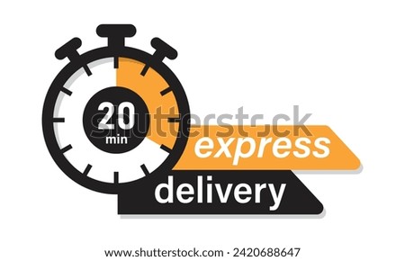 Express delivery fast shipping service vector illustration image with stopwatch in yellow color. Fast delivery icon for apps and website. Delivery concept. Flat design.
