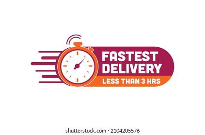 Express Delivery, Fastest Delivery Vector iCon with stop watch set Isolated White Background.