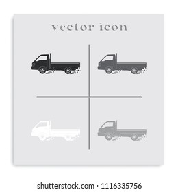 Express delivery flat black and white vector icon. Delivery car.