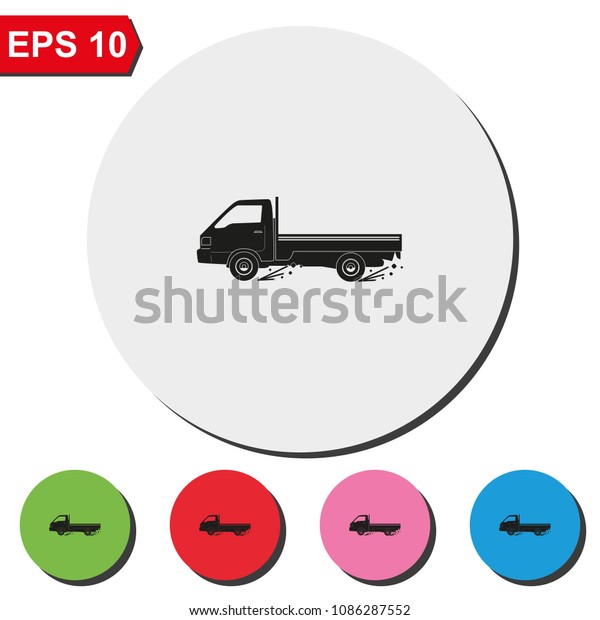 Express delivery flat round colorful vector icon.\
Delivery car.