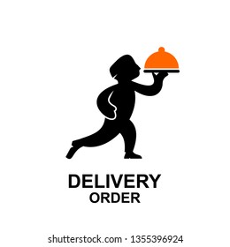 express delivery food logo icon vector template with fast running man