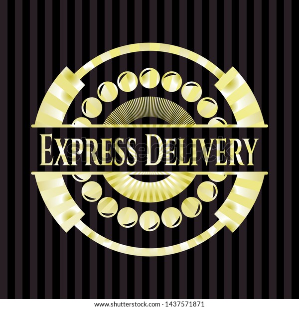 Express Delivery gold badge or emblem. Vector\
Illustration.\
Detailed.