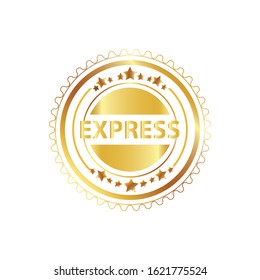 Express delivery gold stamp with white background