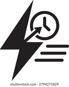 Express delivery high priority shipping lightning bolt clock vector icon