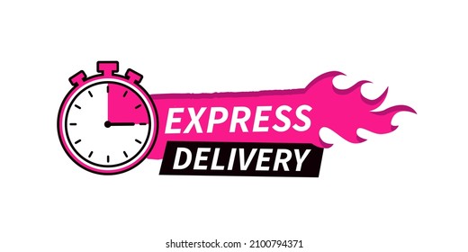 Express delivery icon for apps and website. Delivery banner with fire. Vector illustration. Flat design.