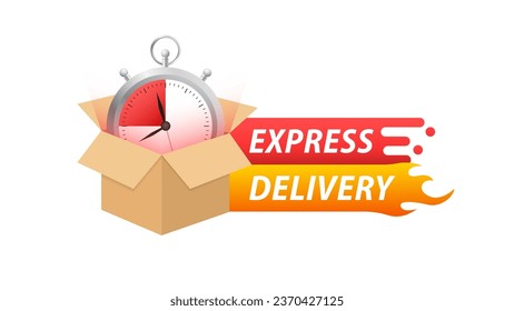 Express delivery icon for apps and website. Fast order delivery with stopwatch. Delivery quick move. Fast distribution service 24 7. Delivery concept. Flat design. Vector illustration