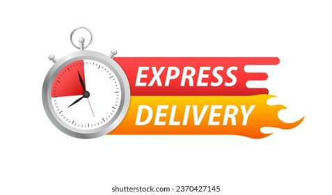 Express delivery icon for apps and website. Fast order delivery with stopwatch. Delivery quick move. Fast distribution service 24 7. Delivery concept. Flat design. Vector illustration