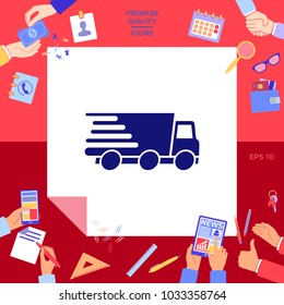Express delivery icon. Delivery car
