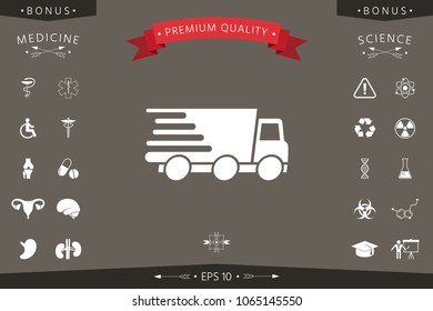 Express delivery icon. Delivery car