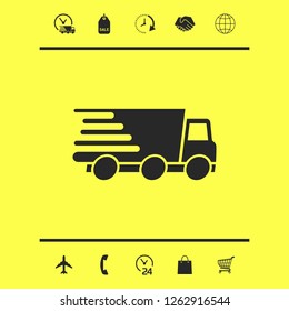 Express delivery icon. Delivery car. Graphic elements for your design