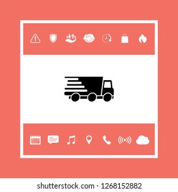 Express delivery icon. Delivery car. Graphic elements for your design