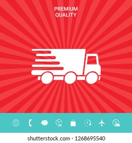 Express delivery icon. Delivery car. Graphic elements for your design