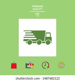 Express delivery icon. Delivery car. Graphic elements for your design