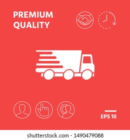 Express delivery icon. Delivery car. Graphic elements for your design