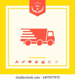Express delivery icon. Delivery car. Graphic elements for your design