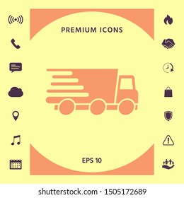 Express delivery icon. Delivery car. Graphic elements for your design