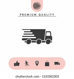 Express delivery icon. Delivery car. Graphic elements for your design