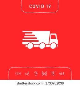 Express delivery icon. Delivery car. Graphic elements for your design