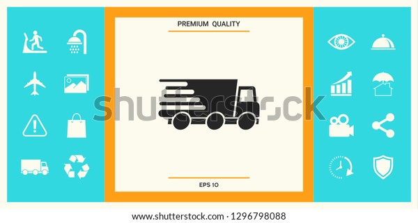 Express delivery icon. Delivery car. Graphic\
elements for your\
design