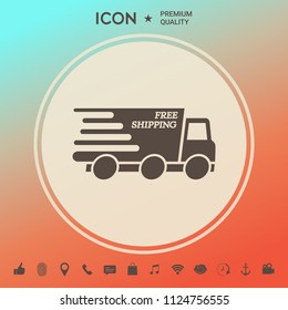 Express delivery icon. Delivery car with an inscription Free shipping.