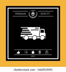 Express delivery icon. Delivery car with an inscription Free shipping.