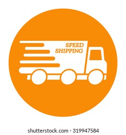 Express delivery icon. Delivery car with an inscription Speed shipping.