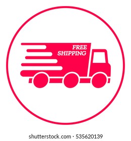 Express delivery icon. Delivery car with an inscription Free shipping.