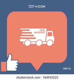 Express delivery icon. Delivery car with an inscription Free shipping.