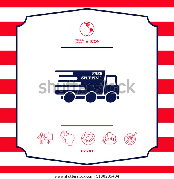 Express delivery icon. Delivery car with an\
inscription Free\
shipping.