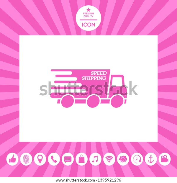 Express delivery icon. Delivery\
car with an inscription Speed shipping. Element for your\
design
