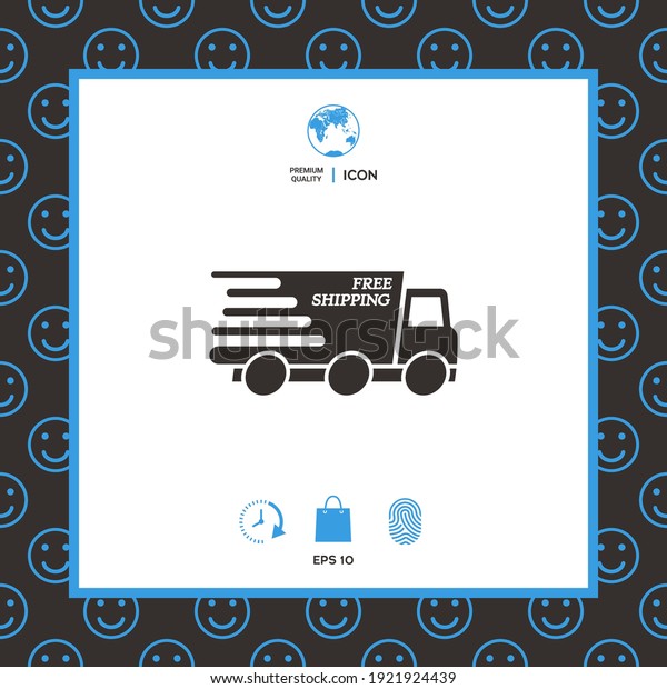 Express delivery icon. Delivery\
car with an inscription Free shipping. Element for your\
design