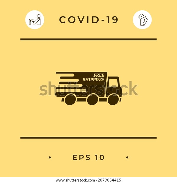 Express delivery icon. Delivery\
car with an inscription Free shipping. Element for your\
design