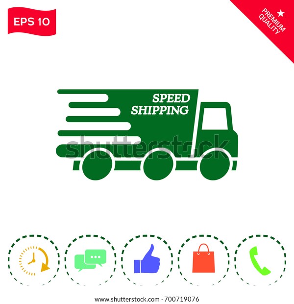 Express delivery icon. Delivery car with an\
inscription Speed\
shipping.