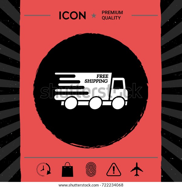 Express delivery icon. Delivery car with an
inscription Free
shipping.