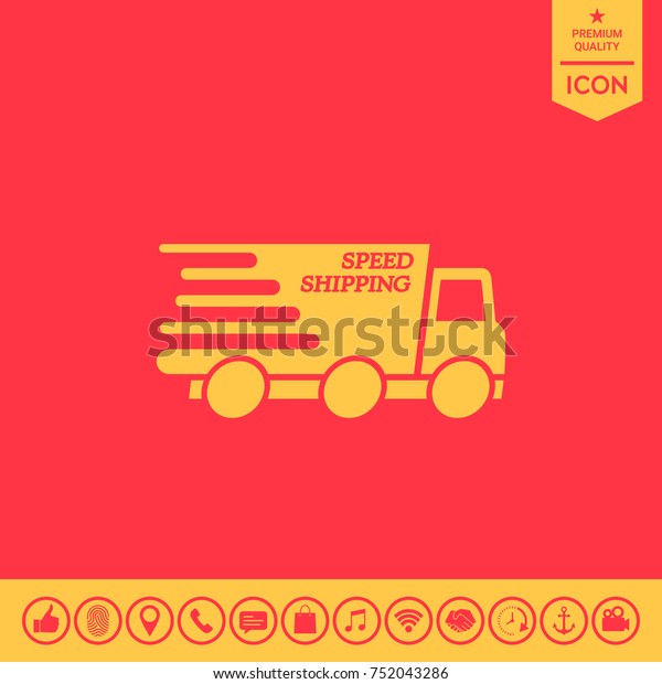 Express delivery icon. Delivery car with an
inscription Speed
shipping.