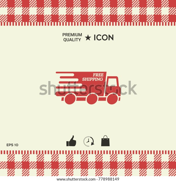 Express delivery icon. Delivery car with an\
inscription Free\
shipping.