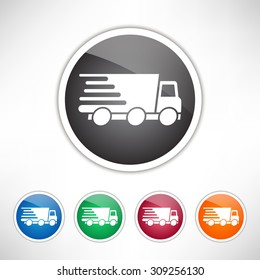 Express delivery icon. Delivery car. Set of varicolored icons.
