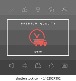 Express delivery icon. Delivery car with watch