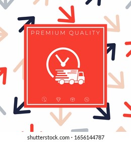 Express delivery icon. Delivery car with watch
