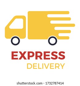 Express delivery icon. Delivery car with watch.