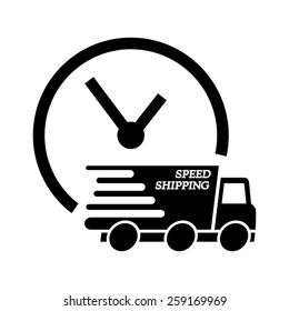Express delivery, express delivery icon. Delivery car with watch.