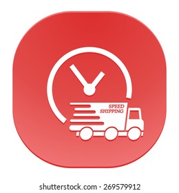 Express delivery icon. Delivery car with watch.