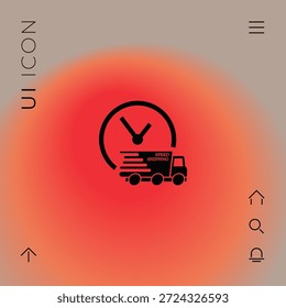 Icono de entrega urgente. Coche de entrega con reloj. Elemento para su diseño