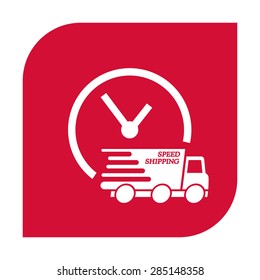 Express delivery icon. Delivery car with watch.