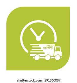 Express delivery icon. Delivery car with watch