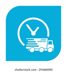 Express delivery icon. Delivery car with watch