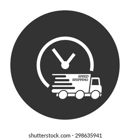 Express delivery icon. Delivery car with watch