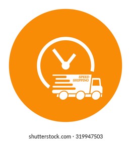 Express delivery icon. Delivery car with watch