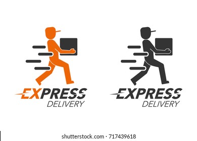 Express delivery icon concept. Delivery man service, order, worldwide, fast and free shipping. Modern design vector illustration.