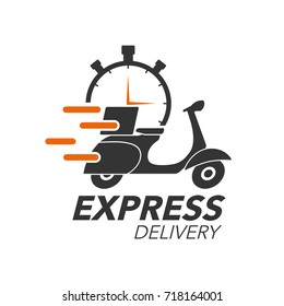 Express delivery icon concept. Scooter motorcycle with stop watch icon for service, order, fast, free and worldwide shipping. Modern design vector illustration.